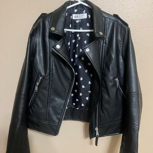 H & M girls leather faux biker jacket